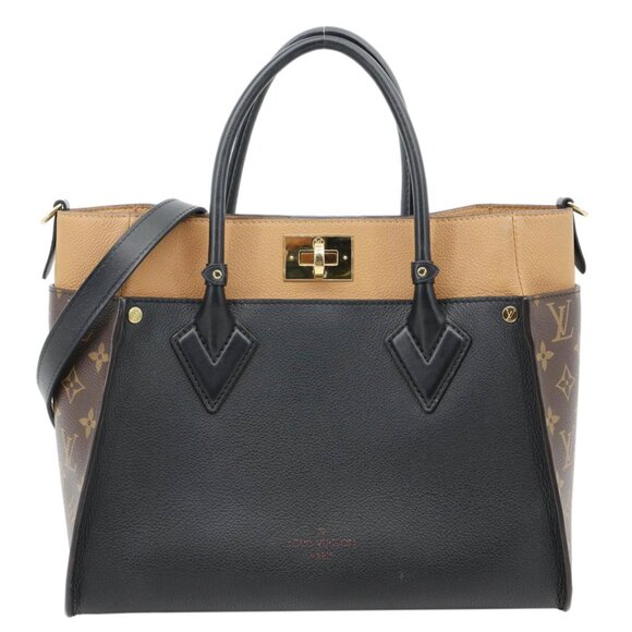 Louis Vuitton  On My Side MM Leather Monogram Canvas Shoulder Bag Black - Picture 1 of 14